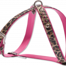 Arnés piel con motivo de leopardo y parte de abajo rosa chicle